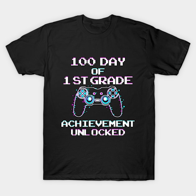 100th Day Of School Gamer Achievement Unlocked Kids T-Shirt by Hussein@Hussein